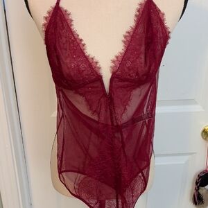 Victoria's Secret Burgundy Lace Chemise